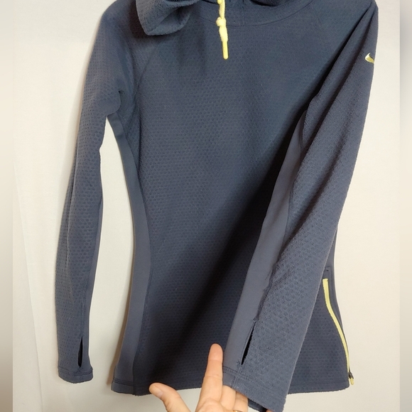 Nike Funnel Neck Fleece Pullover Side Zipper Blue Gray Yellow 508217-437 Small S - Picture 6 of 11